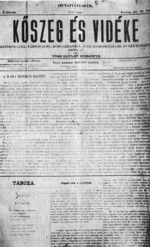Kőszeg �s Vid�ke. Kőszeg, 1881. j�l. 10.