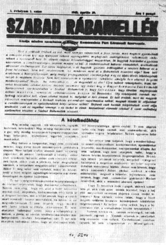Szabad R�bamell�k. K�rmend. 1945. �pr. 28.